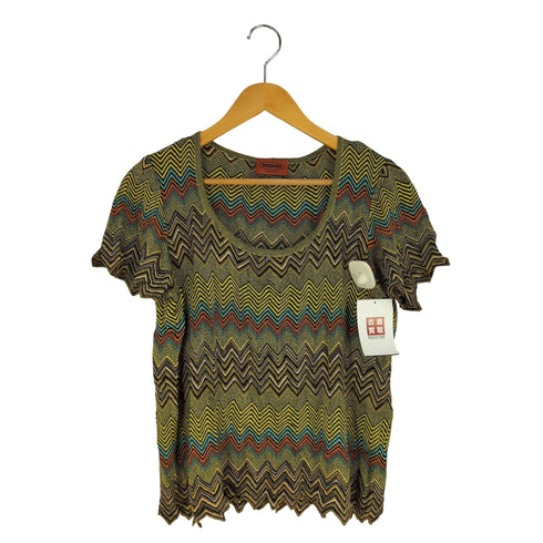 ミッソーニ MISSONI 90s イタリア製 ジオメティック 幾何学 ラメ Uネックニット レディース